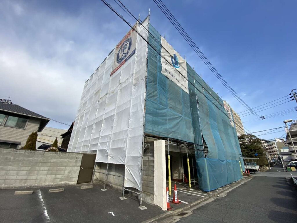 岡山大規模修繕｜足場設置